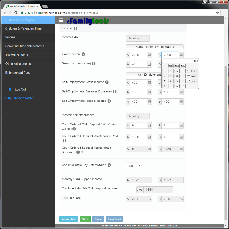 EFamilyTools Kansas Child Support Calculator And Legal Forms